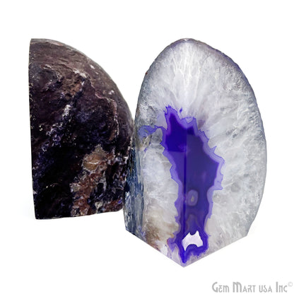 Large Geode Bookend. Purple Agate Bookend Pair. (3.88lbs, 5-6inch). Mineral Rock Formation, Healing Energy Crystal, Home Decor. *Ships Free