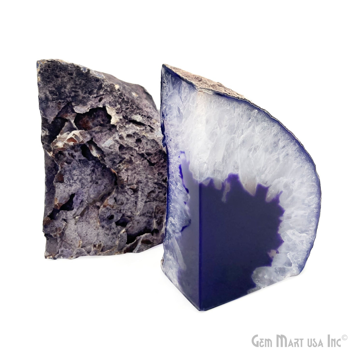 Large Geode Bookend. Purple Agate Bookend Pair. (2.74lbs, 5-6inch). Mineral Rock Formation, Healing Energy Crystal, Home Decor. *Ships Free