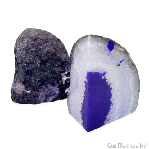 Large Geode Bookend. Purple Agate Bookend Pair. (2.76lbs, 6-7inch). Mineral Rock Formation, Healing Energy Crystal, Home Decor. *Ships Free