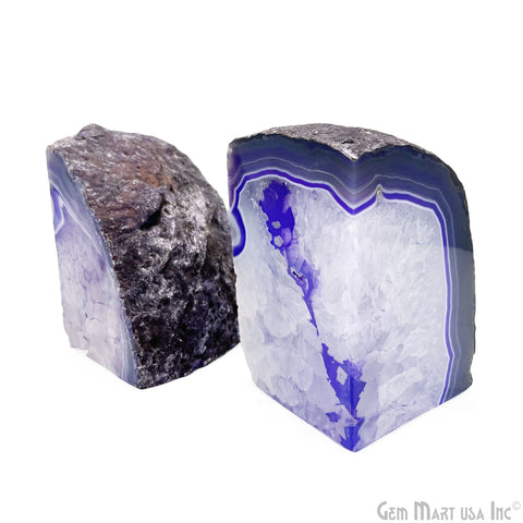 Large Geode Bookend. Purple Agate Bookend Pair. (5.26lbs, 5-6inch). Mineral Rock Formation, Healing Energy Crystal, Home Decor. *Ships Free