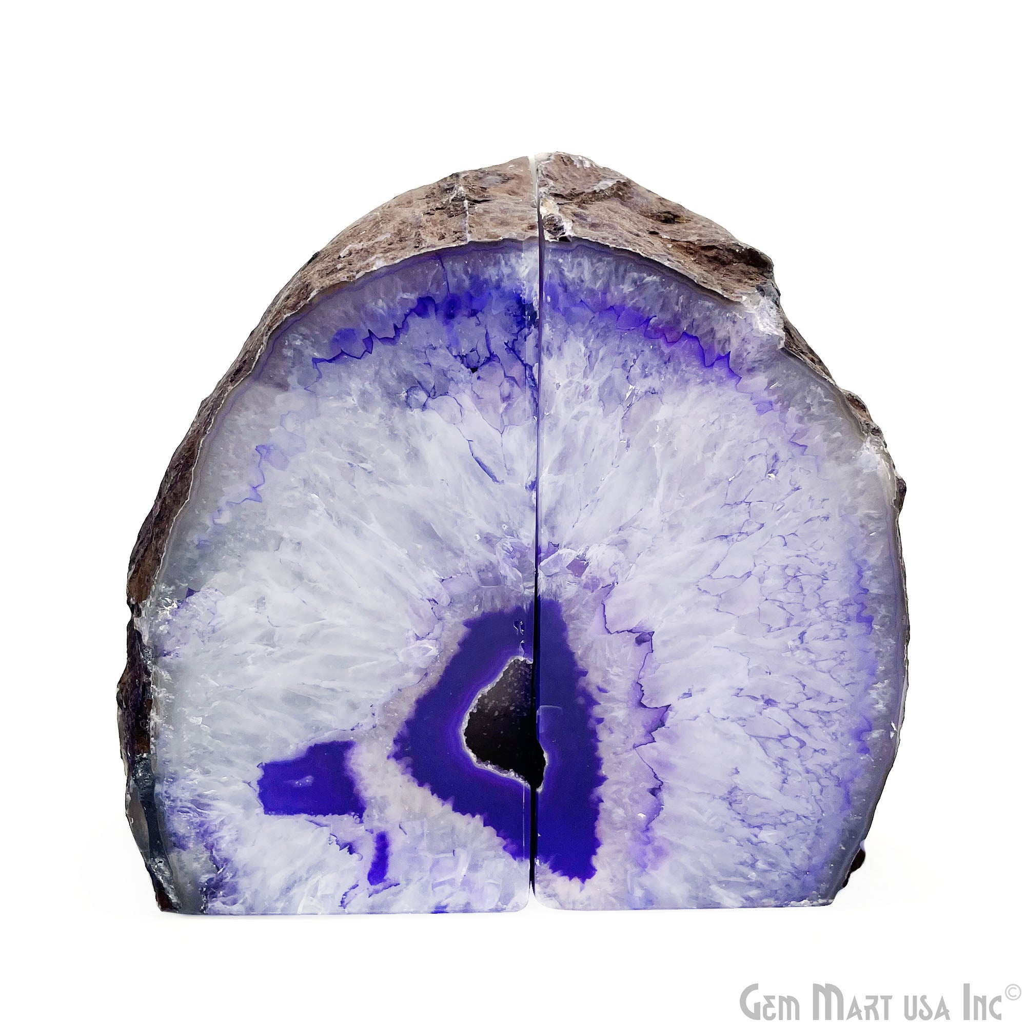 Large Geode Bookend. Purple Agate Bookend Pair. (4.31lbs, 5-6inch). Mineral Rock Formation, Healing Energy Crystal, Home Decor. *Ships Free