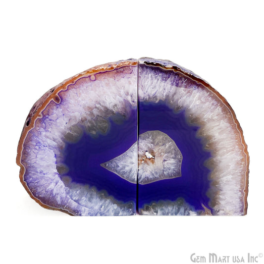 Large Geode Bookend. Purple Agate Bookend Pair. (4.19lbs, 5-6inch). Mineral Rock Formation, Healing Energy Crystal, Home Decor. *Ships Free