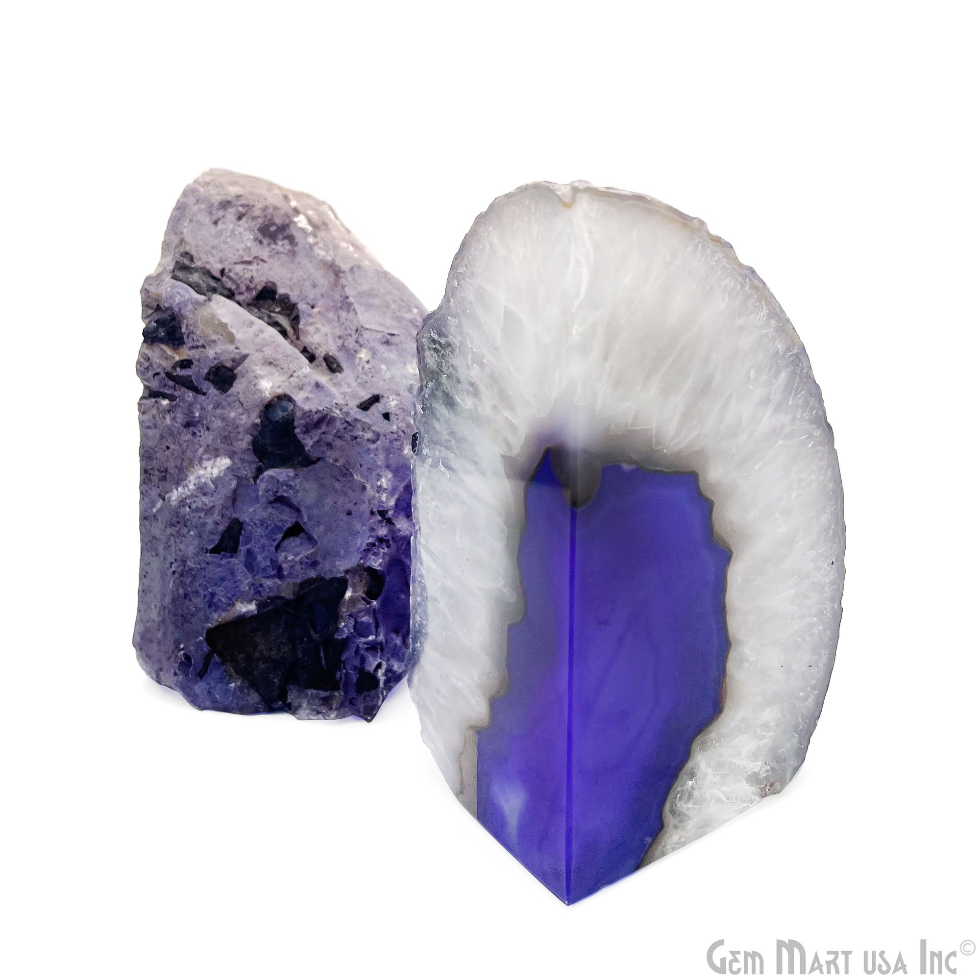 Large Geode Bookend. Purple Agate Bookend Pair. (3.8lbs, 5-6inch). Mineral Rock Formation, Healing Energy Crystal, Home Decor. *Ships Free