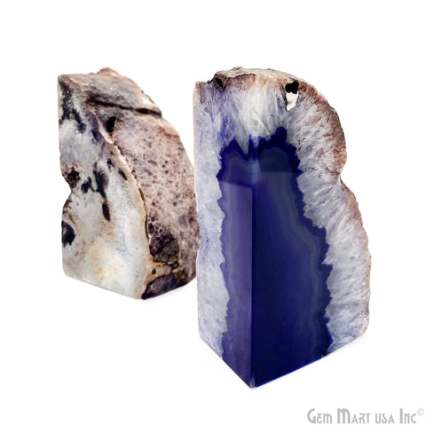 Large Geode Bookend. Purple Agate Bookend Pair. (3.16lbs, 5-6inch). Mineral Rock Formation, Healing Energy Crystal, Home Decor. *Ships Free
