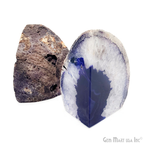 Large Geode Bookend. Purple Agate Bookend Pair. (2.52lbs, 5-6inch). Mineral Rock Formation, Healing Energy Crystal, Home Decor. *Ships Free