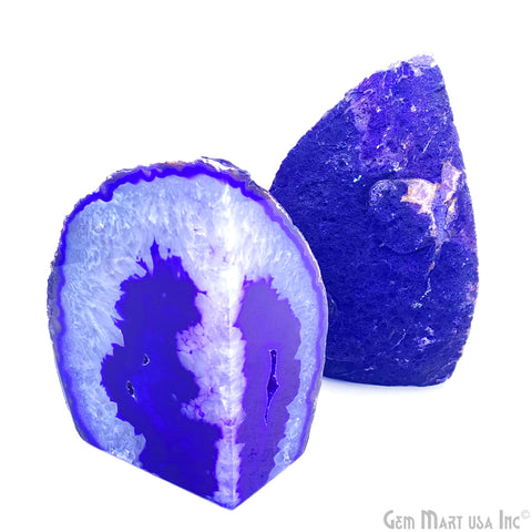 Large Geode Bookend. Purple Agate Bookend Pair. (3.19lbs, 6-7inch). Mineral Rock Formation, Healing Energy Crystal, Home Decor. *Ships Free