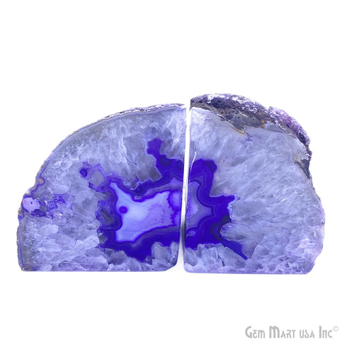 Large Geode Bookend. Purple Agate Bookend Pair. (2.81lbs, 6-7inch). Mineral Rock Formation, Healing Energy Crystal, Home Decor. *Ships Free