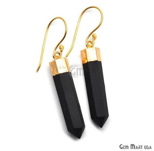 Pencil Shape 39x7mm Gold Plated Jasper Gemstone Hook Earrings (Pick your Gemstone) (90161-1) - GemMartUSA