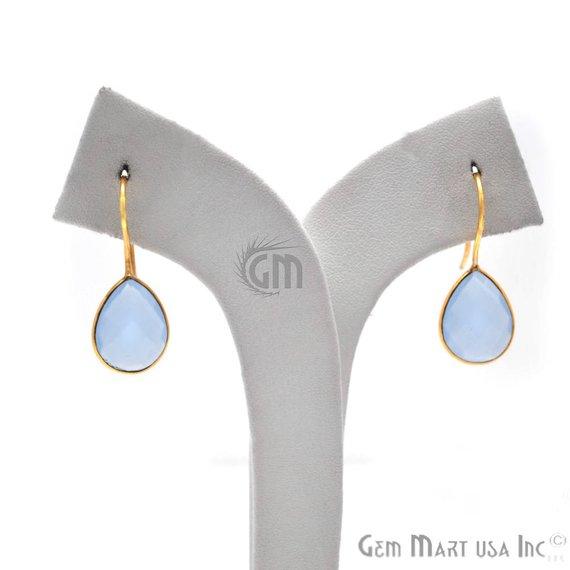 Pear Shape 17x13mm Gold Plated Gemstone Hook Earrings 1Pair (Pick your Gemstone) - GemMartUSA