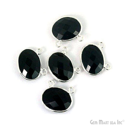 Oval 12x16mm Gemstone Single Bail Silver Bezel Connector