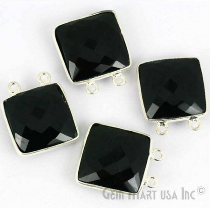 Square 16mm Silver Plated Cat Bails Gemstone Bezel Connector