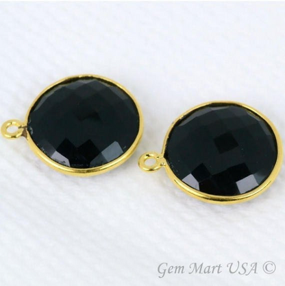 Round 16mm Single Bail Gold Bezel Gemstone Connector