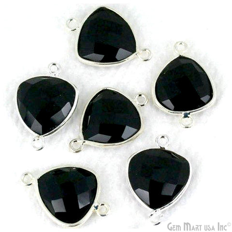 Trillion 14mm Double Bail Silver Bezel Gemstone Connector (Pick Stone & Lot Size)
