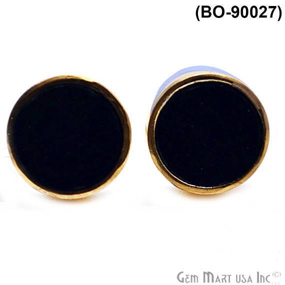 Gold Plated 8mm Round Gemstone Stud Earrings (Pick Your Gemstone) - GemMartUSA