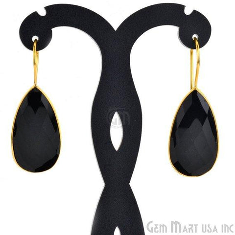 Gold Plated Pears Shape 30x16mm Gemstone Dangle Hook Earring Choose Your Style (90018-2) - GemMartUSA