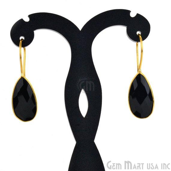 Pear Shape 21x11mm Gold Plated Gemstone Hook Earrings (Pick your Gemstone) - GemMartUSA