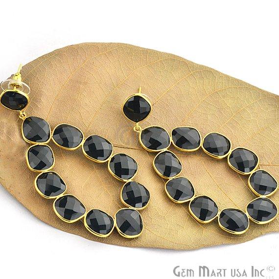 Component 77x40mm Gold Plated Gemstone Dangle Stud Earrings (Pick your Gemstone) (90035-1) - GemMartUSA