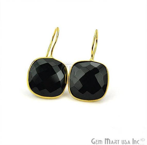 Cushion Shape 31x17mm Gold Plated Gemstone Hook Earrings (Pick your Gemstone) (90110-1) - GemMartUSA