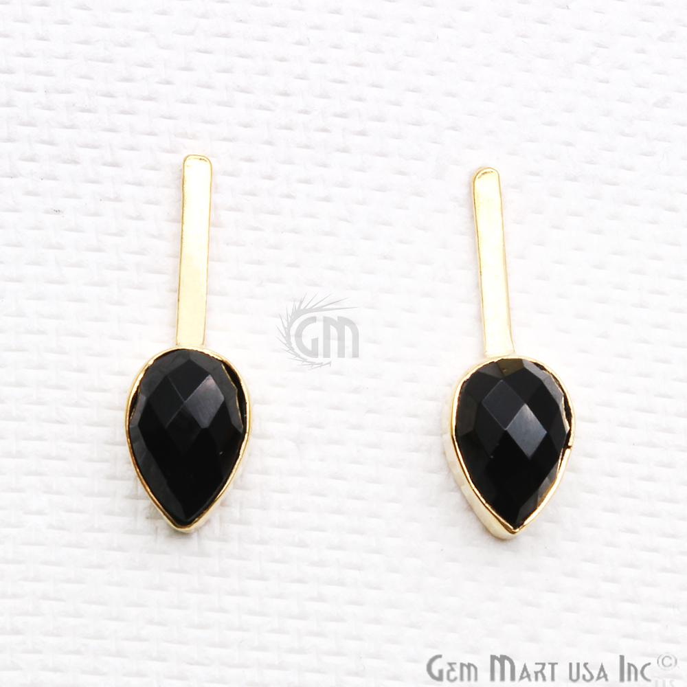 Pear Shape 9x27mm Gold Plated Gemstone Dangle Stud Earrings (Pick your Gemstone) (90174-1) - GemMartUSA