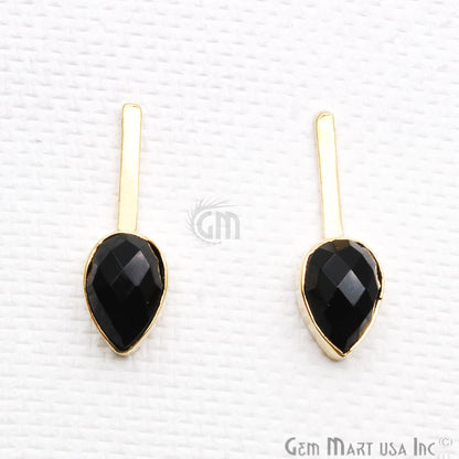 Pear Shape 9x27mm Gold Plated Gemstone Dangle Stud Earrings (Pick your Gemstone) (90174-1) - GemMartUSA