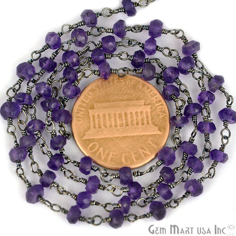 Amethyst Beads Oxidized Wire Wrapped Beads Rosary Chain (762753712175)