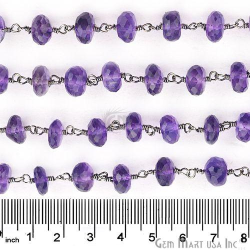 Amethyst Oxidized Wire Wrapped link Stone Beads Rosary Chain (762754367535)