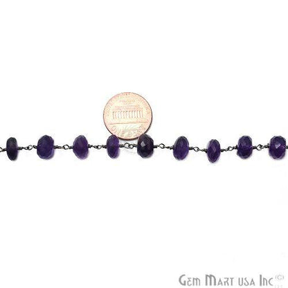 Amethyst Beads Oxidized Wire Wrapped Rosary Chain (762754859055)