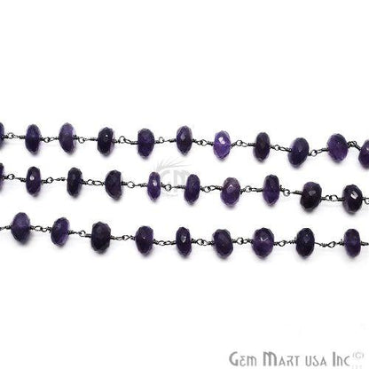 Amethyst Beads Oxidized Wire Wrapped Rosary Chain (762754859055)