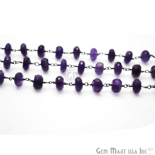 Amethyst Beads Oxidized Wire Wrapped Rosary Chain (762754859055)