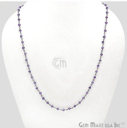 Round Bead Wire Wrapped Necklace Chain (Pick your Gemstone, Plating) - GemMartUSA