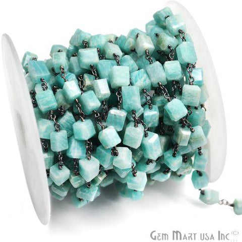 Amazonite Large Beads Oxidized Wire Wrapped Rosary Chain (762818560047)