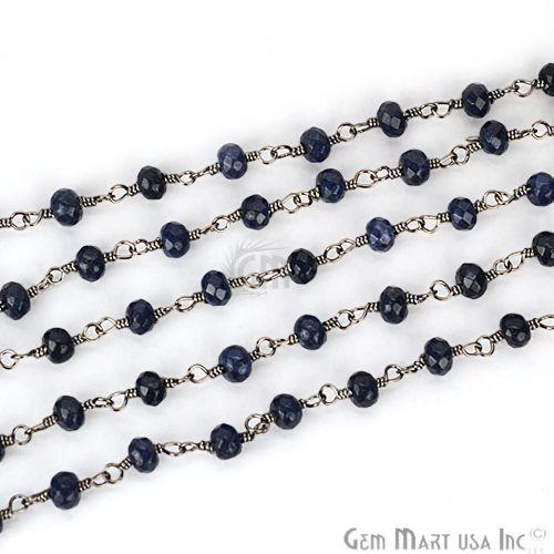 Black Sapphire Oxidized Wire Wrapped Beads Rosary Chain (762822524975)