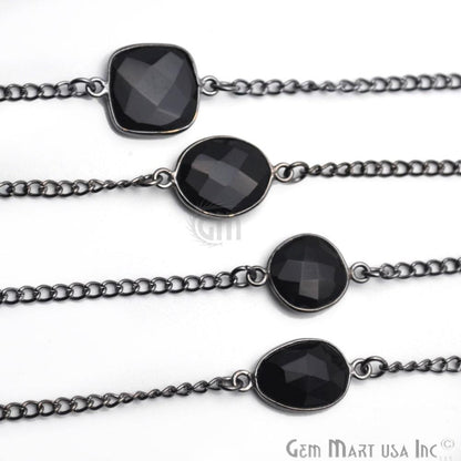 Black Onyx 10-15mm Oxidized Link Bezel Connector Chain (764034187311)