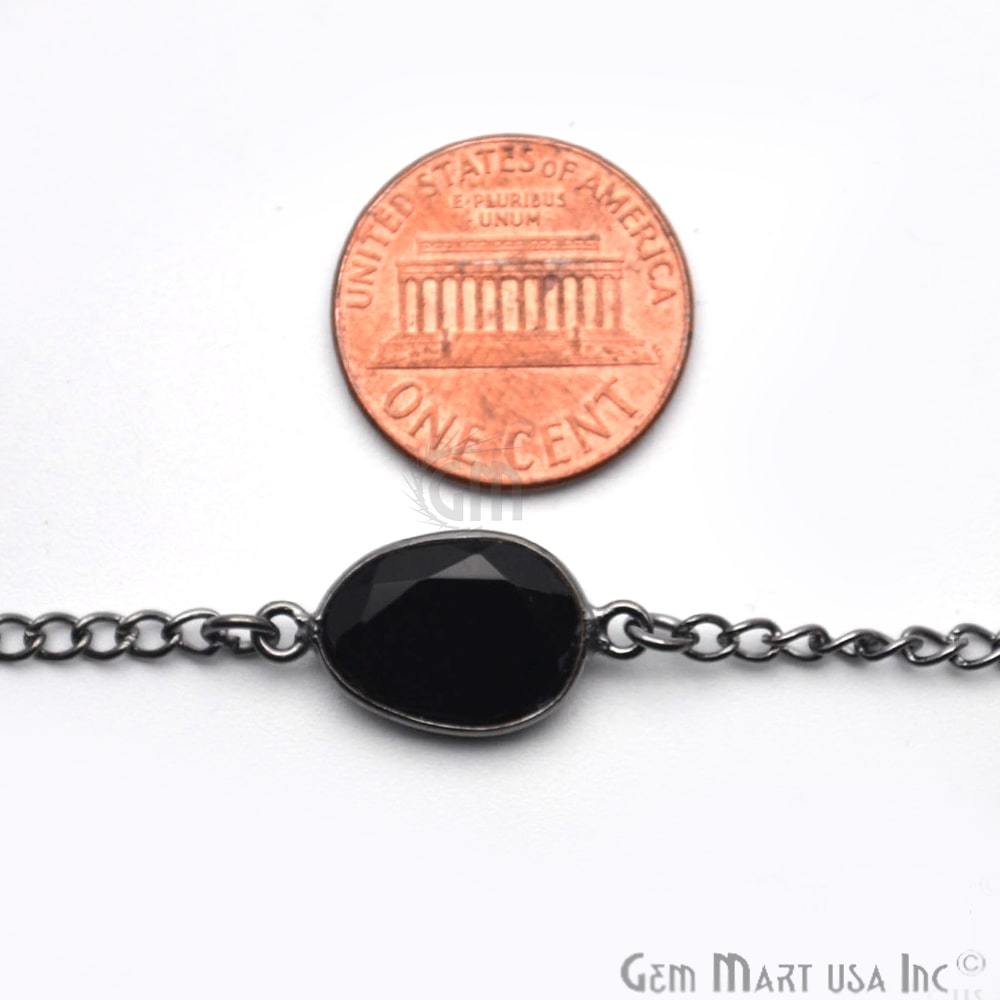 Black Onyx 10-15mm Oxidized Link Bezel Connector Chain (764034187311)
