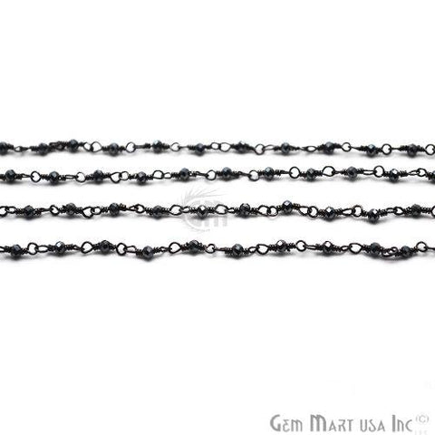 Black Pyrite Oxidized Wire Wrapped Gemstone Beads Rosary Chain (762824654895)