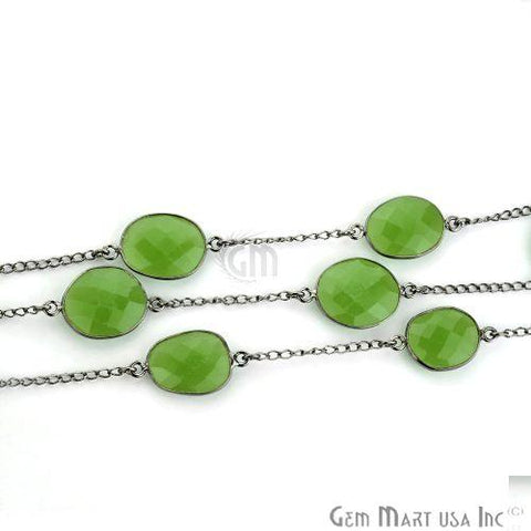 Chrysoprase Chalcedony 15mm Oxidized Bezel Link Connector Chain (764034875439)