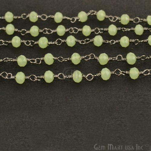 Sea Green 3-3.5mm Oxidized Wire Wrapped Beads Rosary Chain (762830979119)