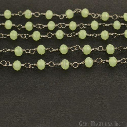 Sea Green 3-3.5mm Oxidized Wire Wrapped Beads Rosary Chain (762830979119)