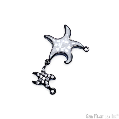 Starfish Charm Pendant Cubic Zircon 30x23mm Double Bail Bracelet Charm