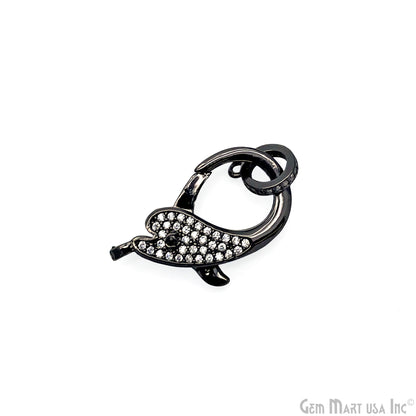 CZ Pave Dolphin Clasp 24x13mm CZ Clear Micro Pave Lobster Claw Clasp