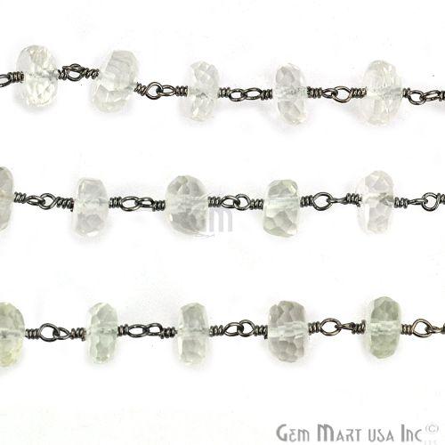 Crystal 7-8mm Rondelle Oxidized Wire Wrapped Rosary Chain (762834878511)