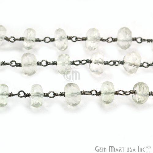 Crystal 7-8mm Rondelle Oxidized Wire Wrapped Rosary Chain (762834878511)