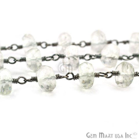 Crystal 7-8mm Rondelle Oxidized Wire Wrapped Rosary Chain (762834878511)