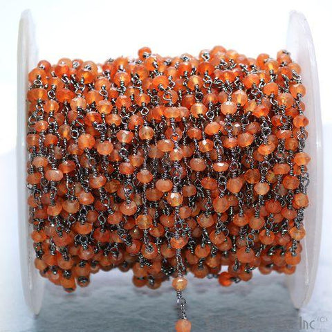 Carnelian Beads 3-3.5mm Oxidized Wire Wrapped Rosary Chain