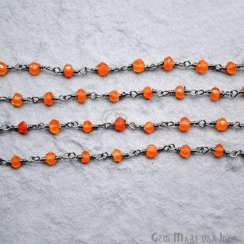 Carnelian Beads 3-3.5mm Oxidized Wire Wrapped Rosary Chain