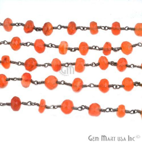 Carnelian 7-8mm Oxidized Wire Wrapped Beads Rosary Chain (762836516911)