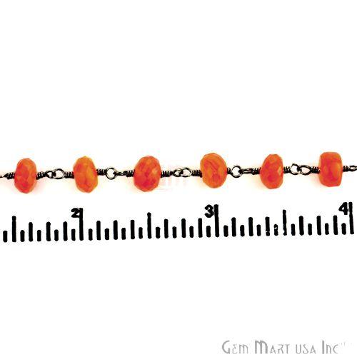 Carnelian 6-7mm Oxidized Wire Wrapped Beads Rosary Chain (762837270575)