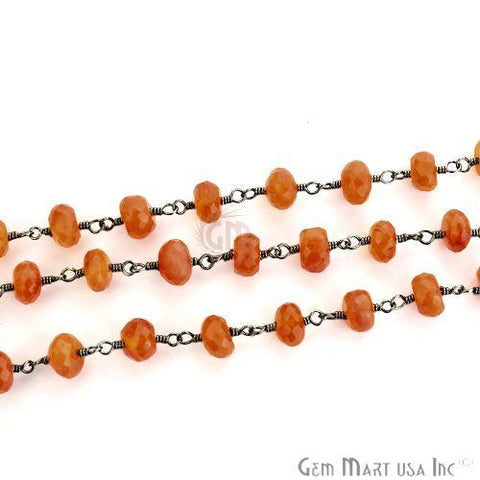 Carnelian 6-7mm Oxidized Wire Wrapped Beads Rosary Chain (762837270575)