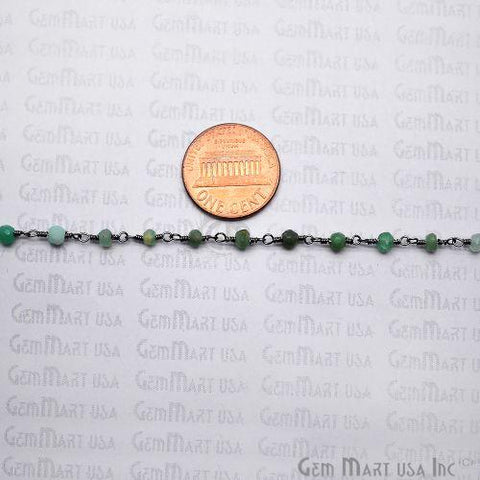Chrysoprase Beads 3-3.5mm Oxidized Wire Wrapped Rosary Chain
