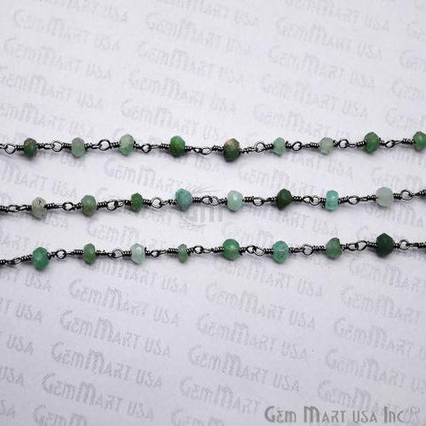Chrysoprase Beads 3-3.5mm Oxidized Wire Wrapped Rosary Chain